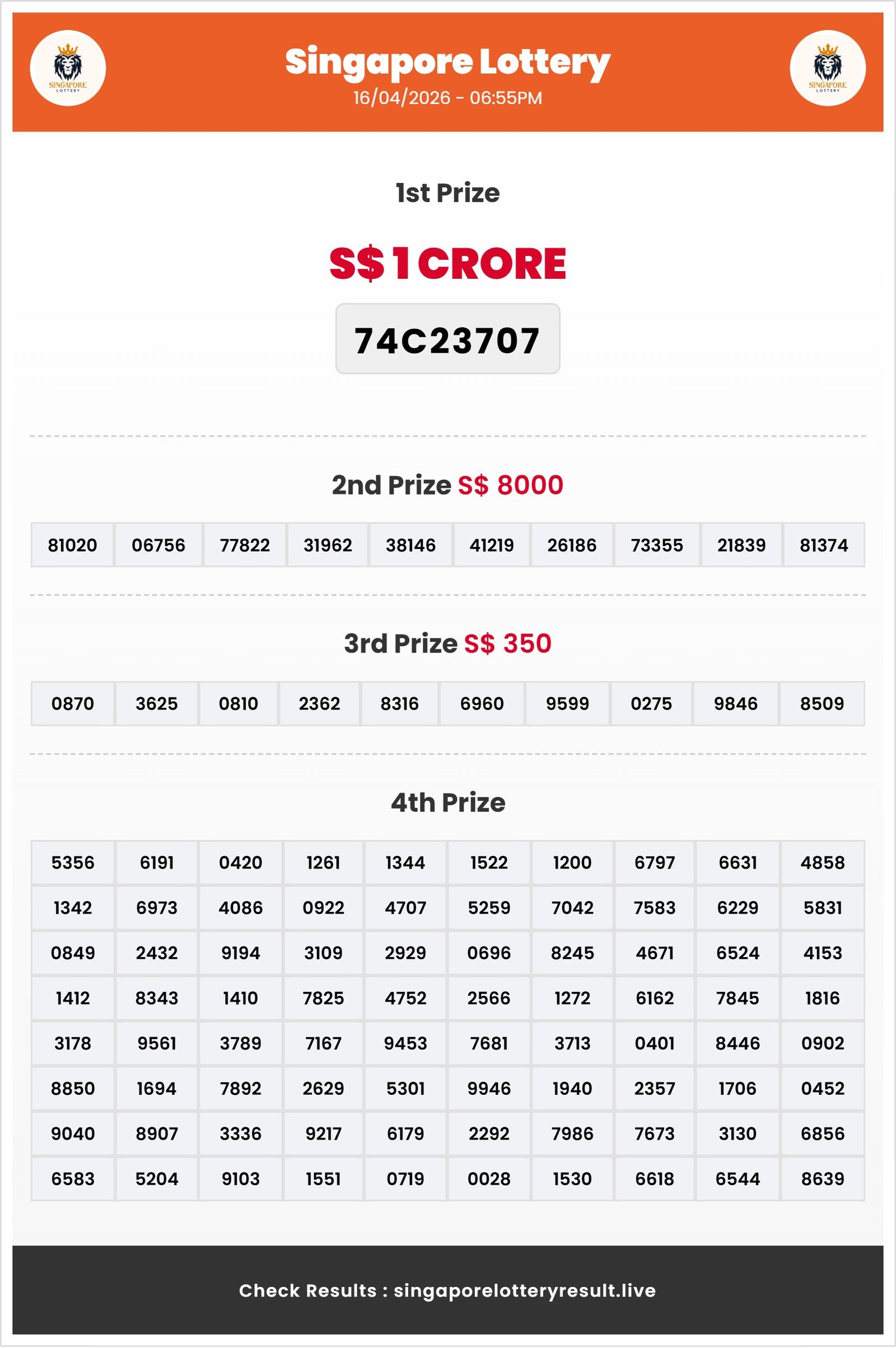 Thumbnail for 16/04/2026 Result | 06:55 PM